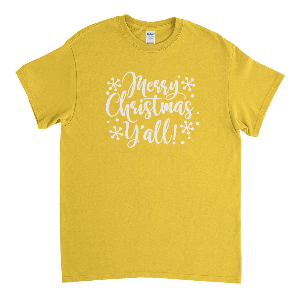 Merry Christmas Ya'll Mens T-Shirt - Textual Tees