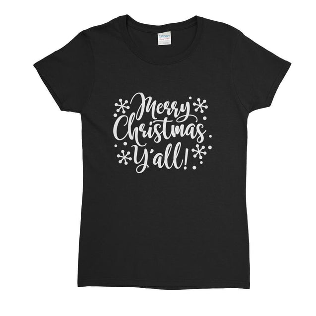 Merry Christmas Ya'll Womens T-Shirt - Textual Tees