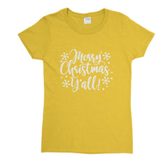 Merry Christmas Ya'll Womens T-Shirt - Textual Tees