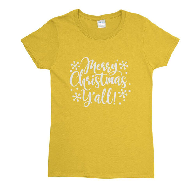 Merry Christmas Ya'll Womens T-Shirt - Textual Tees