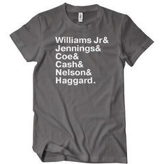 Outlaw Country Music Legends Names T-Shirt - Textual Tees