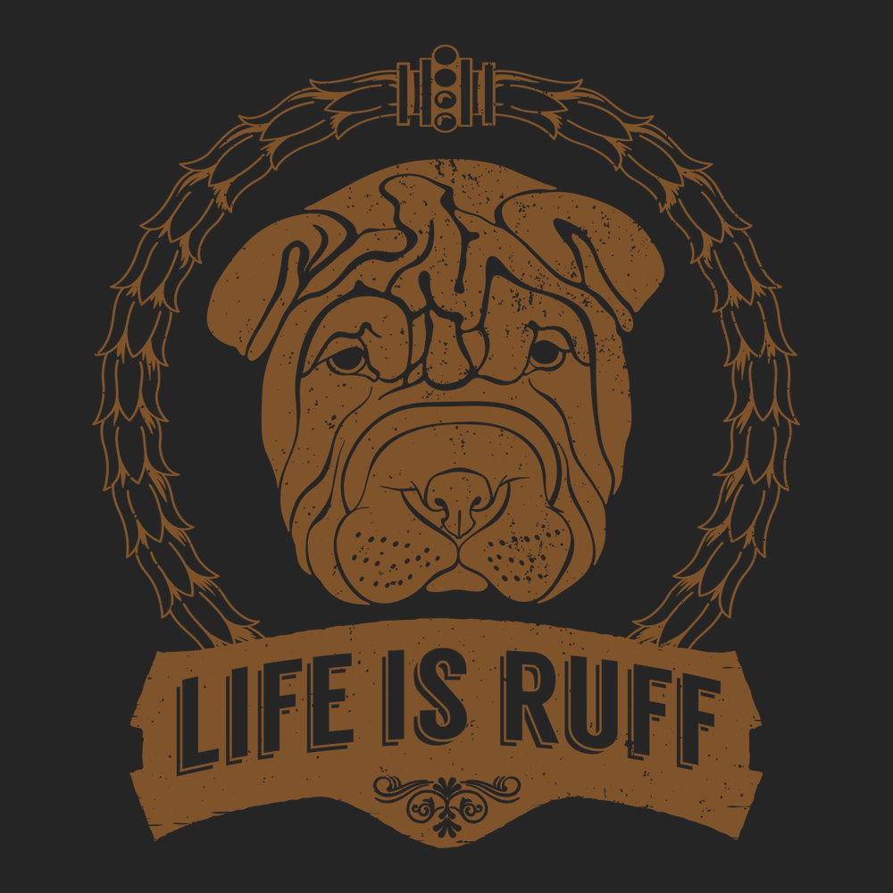 pit bull Life Is Ruff T-Shirt BLACK