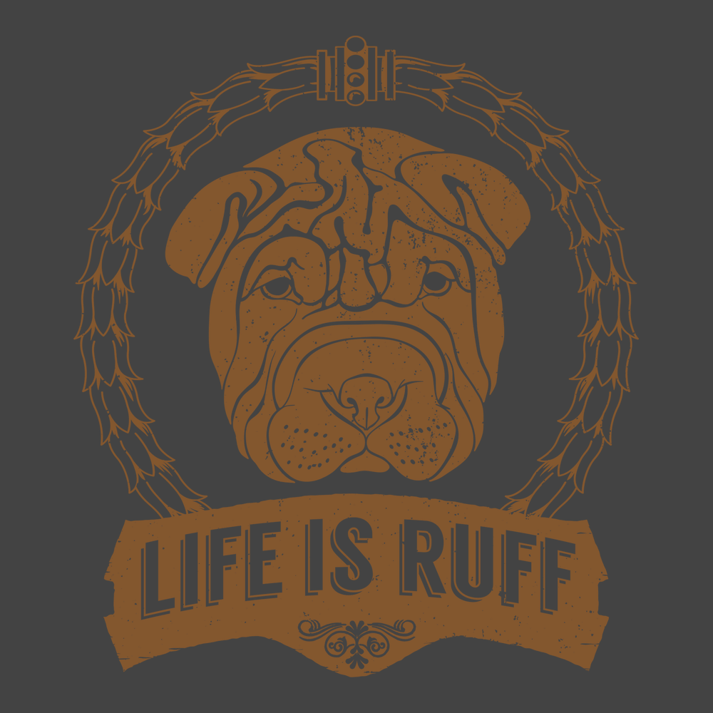 pit bull Life Is Ruff T-Shirt CHARCOAL