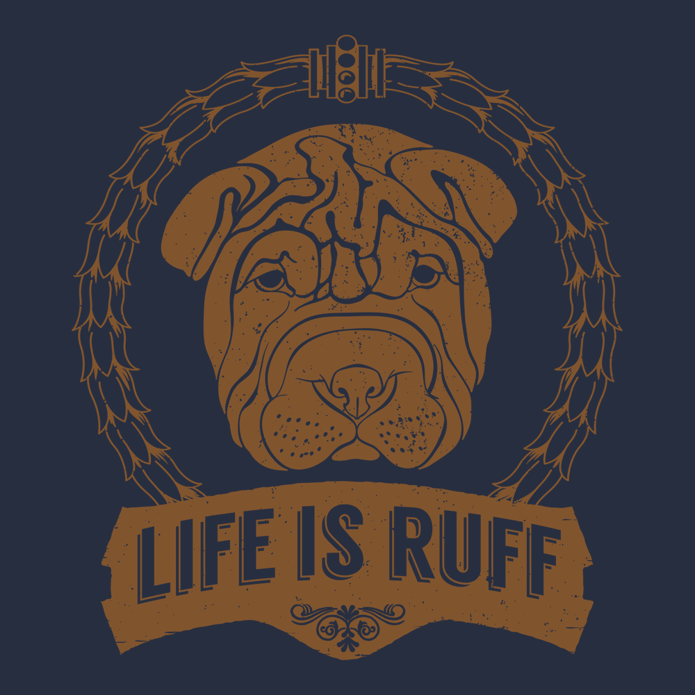 pit bull Life Is Ruff T-Shirt NAVY