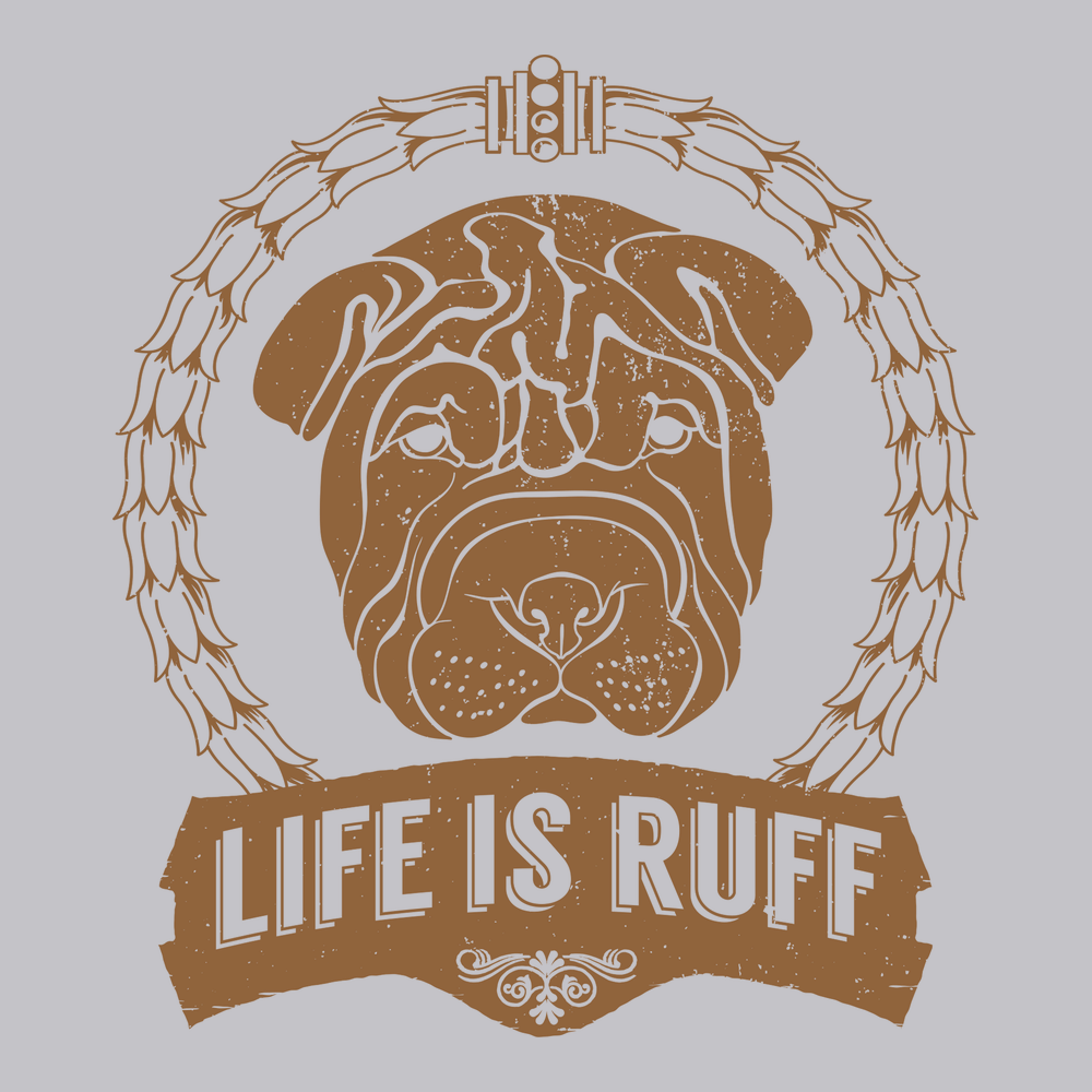 pit bull Life Is Ruff T-Shirt SILVER