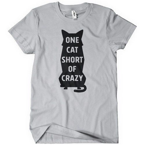 One Cat Short Of Crazy T-shirt Tees Animals - Cat - Cats - Funny ...