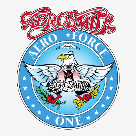Aerosmith Aero Force One graphic for the Wayne's World Garth T-shirt